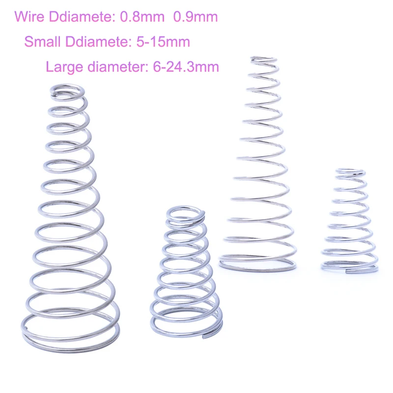 1/3/5/10/20pcs Tower Spring 304stainless Steel Conical Compression Springs Wire Diameter 0.8mm/0.9mm Taper Pressure Spring