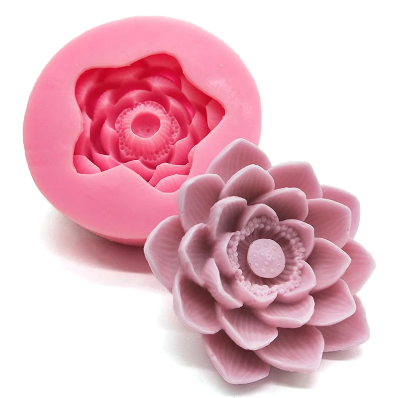 

DIY Aromatherapy Candle Silicone Mold Lotus Peony Flower Soap Silicone Mould Handmade Epoxy Resin Flowers Molds for Home Decor