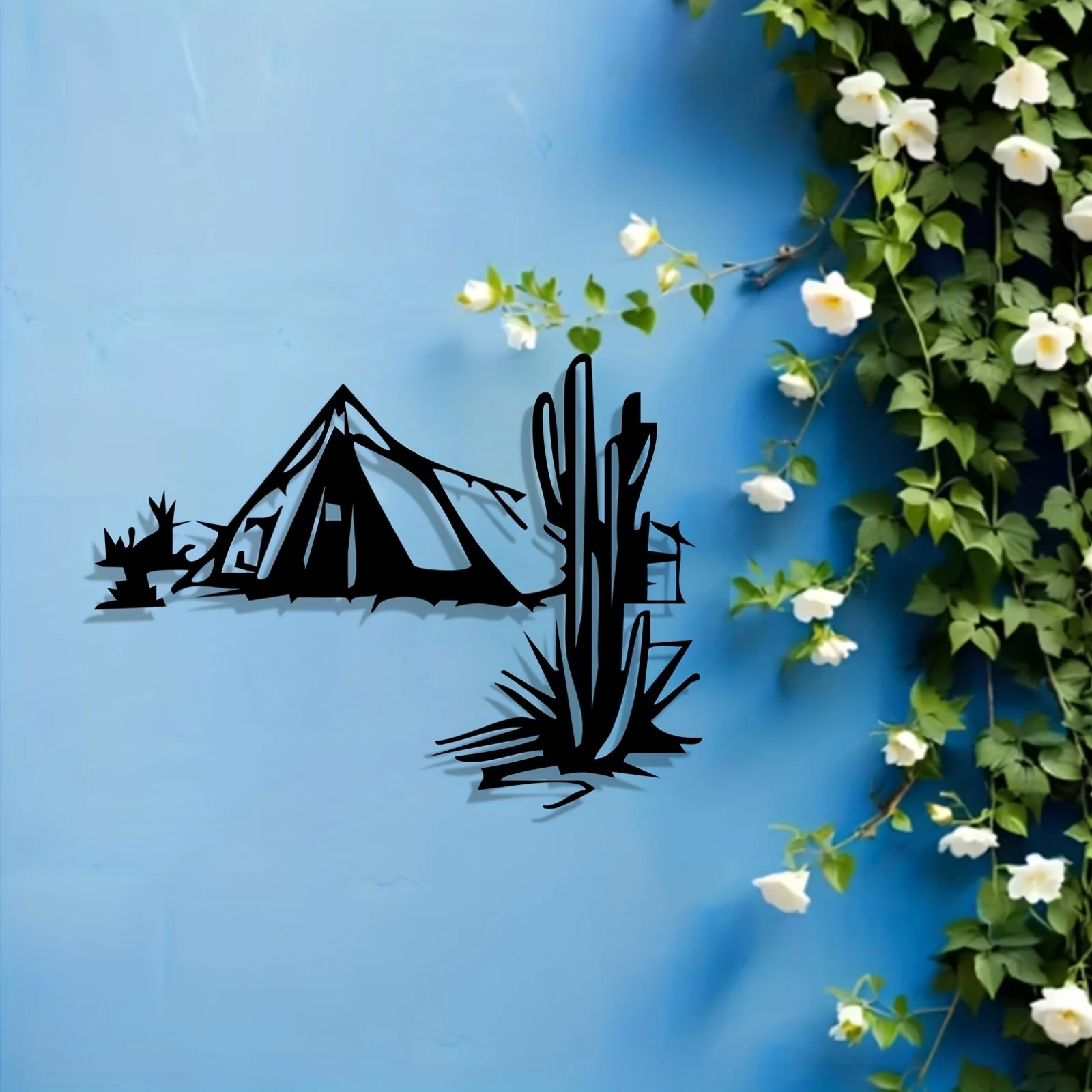 CIFBUY Metal Wall Art Desert Tent Cactus Southwest Theme Wall Decor Statue Home Decoration