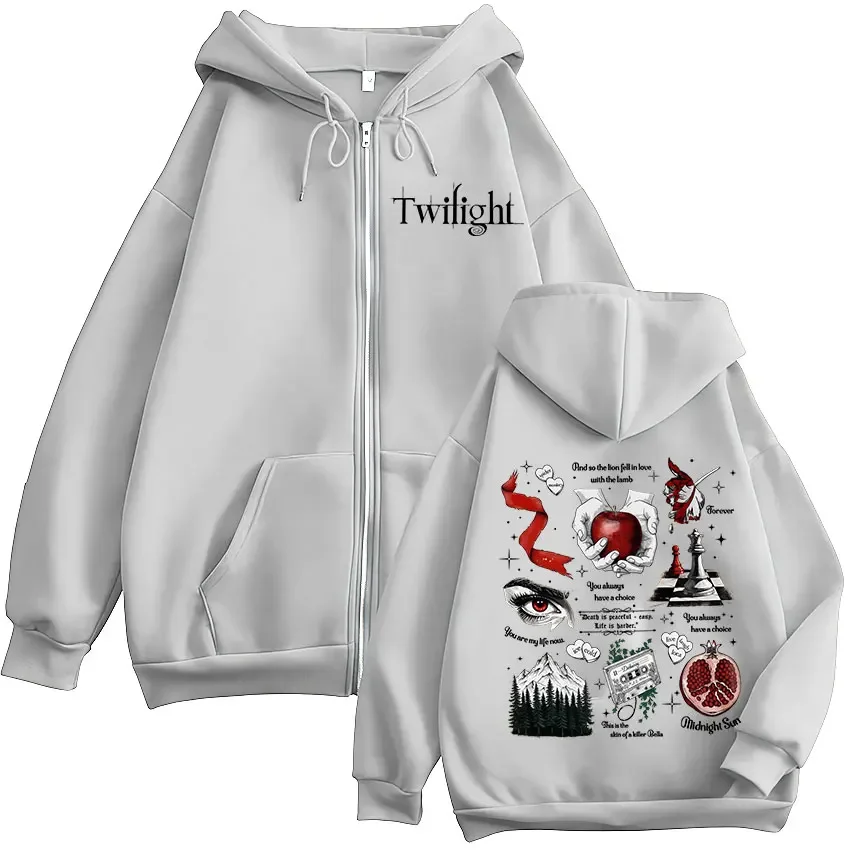 Twilight Vampire Wolf Romance Zipper Hoodies Edward Cullen Men's Women Clothing Fashion Casual Hip Hop Zip Up Hooded Sweatshirts
