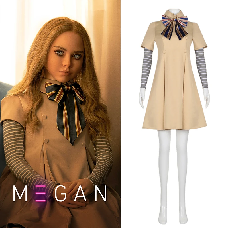 M3gan cosplay traje vestido para crianças meninas ai boneca robôs dois mil e vinte e três megan vestidos uniformes trajes de halloween