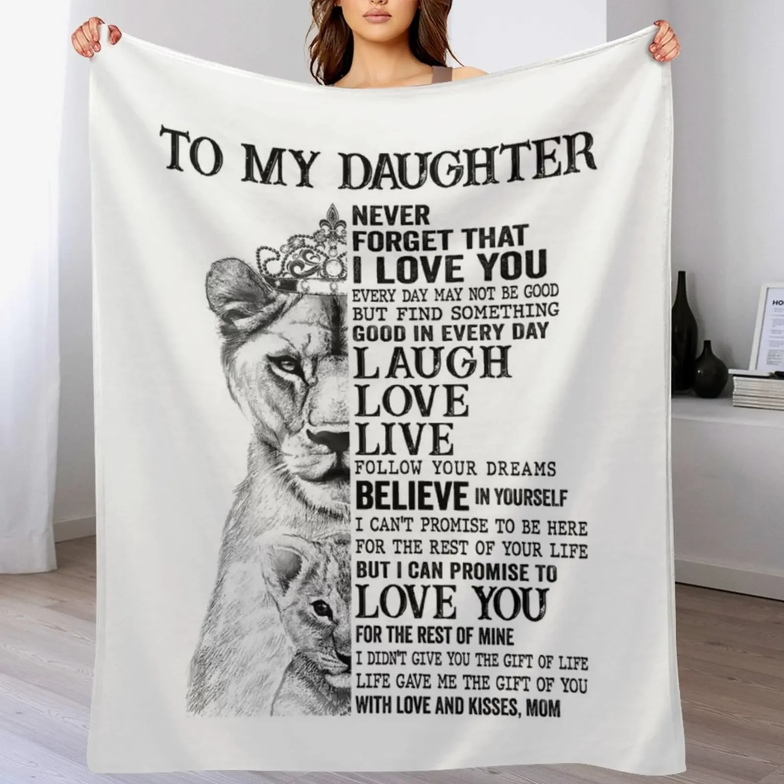 

To My Daughter Never Forget That I Love You Throw Blanket Flannel Soft Plush Plaid valentine gift ideas Decorative Beds Blankets