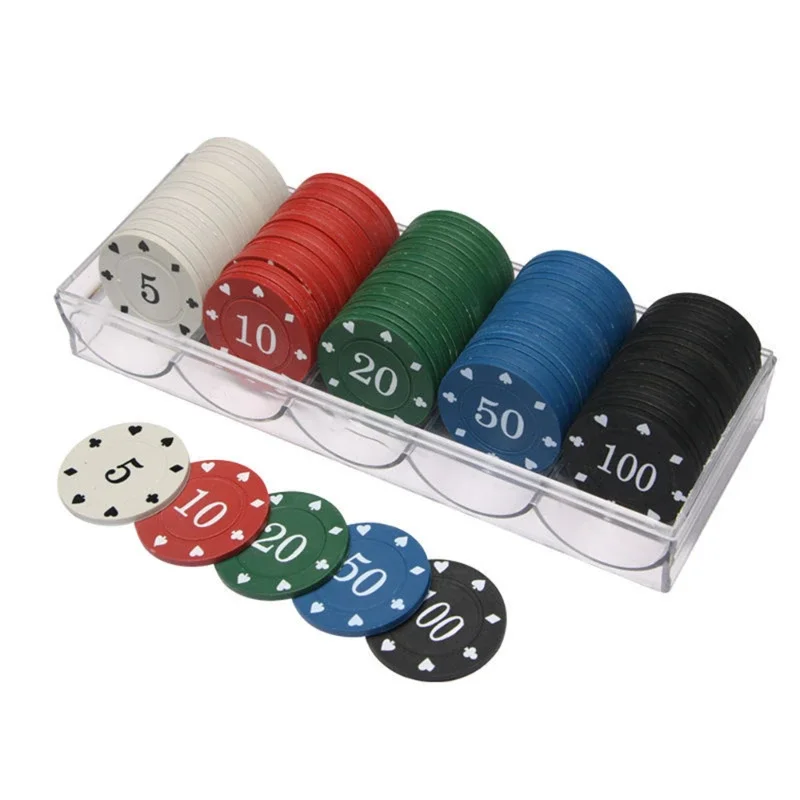 Box Water Proof Plastic Casino Game Tokens 100pcs 40mm Texas Poker Chips Baccarat Board Games Entertainments Acrylic Case