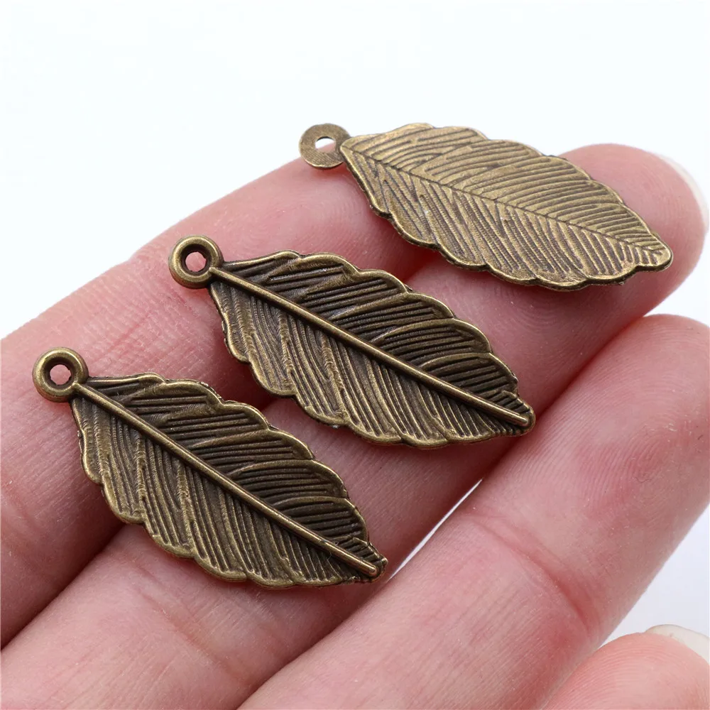 12pcs Charms leaf 31x12mm Antique Making pendant fit,Vintage Tibetan Silver Plated  Bronze,DIY bracelet necklace