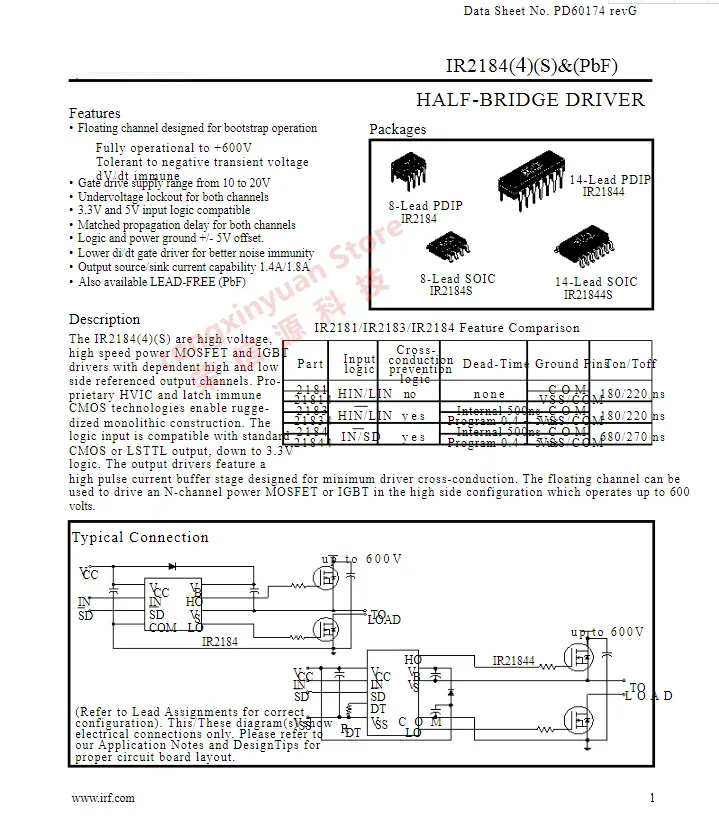2-10Pcs IR21844STRPBF IR21844S SOP-14  IR21844SPBF IR21844  HALF-BRIDGE DRIVER MOSFET DRVR 600V 2.3A 100% New original