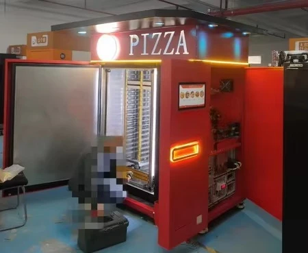 Máquina expendedora para hacer Pizza caliente con techo de habitación, Robot de autoservicio de negocios al aire libre, comida rápida, completamente en adelante
