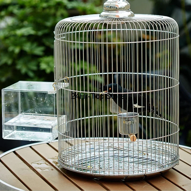 

Portable Carrier Bird Cages Round Stainless Steel Decoration Bath Bird Cages Park Breeding Cage Oiseau Birds Supplies WZ50BC