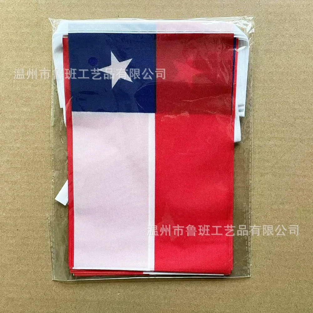 （TIKI FLAG）Chile bunting flags 14x21cm 20pcs/lot  Pennant Chile  String Banner Festival Party Holiday for decoration