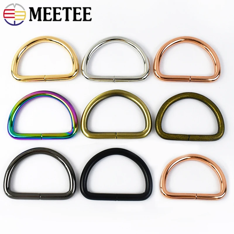 

10Pcs Meetee 13-50mm Metal D Ring Buckle Bag Strap Adjust Clasp for Garment Handbag Belt Buckles DIY Craft Hardware Accessories