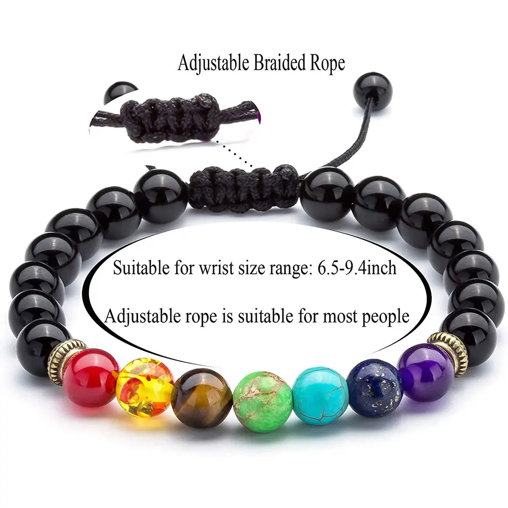 Lava Rock Yoga Bracelet Aromatherapy Essential Oil Diffuser Volcanic Stone Chakra Woven Bracelet for Women Men