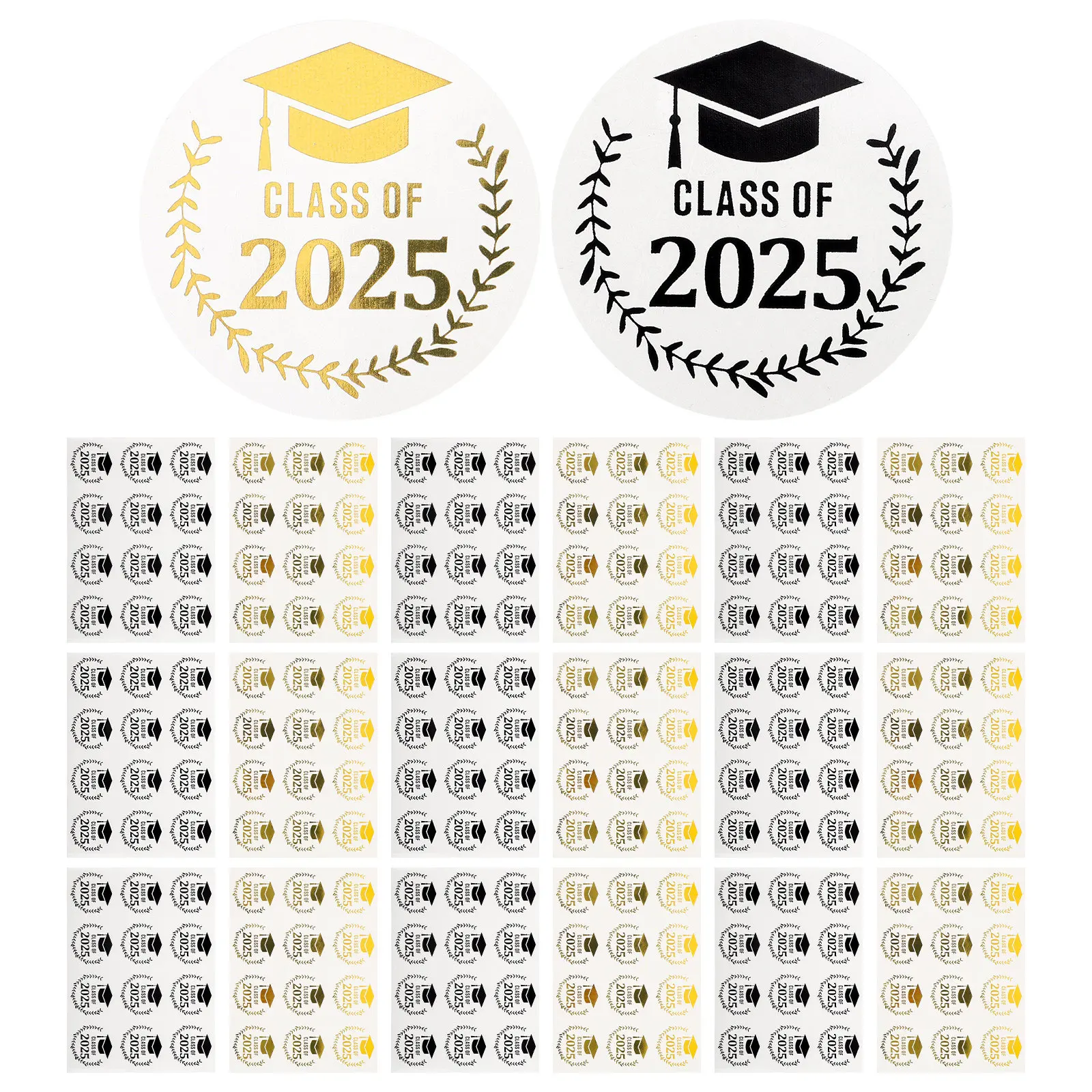 

20 Sheets Metallic Gold Foil Graduation Cap Stickers Self Adhesive Labels for Graduation Invitations Envelopes Cards Present