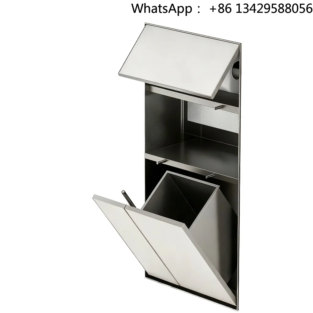 Modern Recessed Toilet Brush Holder Tissue Box Rubbish Bin Storage 304 Stainless Steel Wall Mounted Rimless Wall Niche Tileable