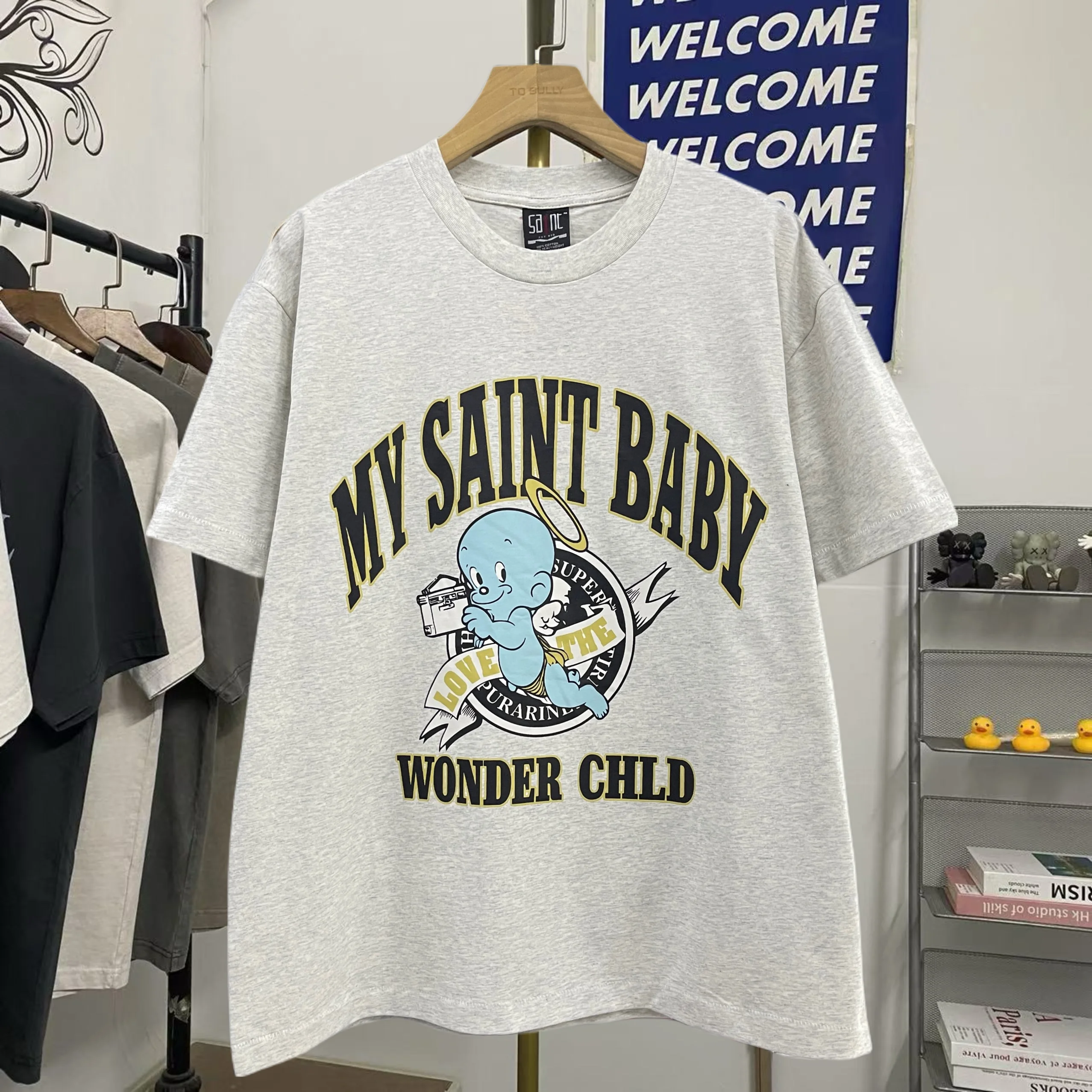 

Винтажная футболка Waed Angel Baby ort Sve, свободная мужская модная дышащая повседневная летняя футболка с креативным забавным принтом