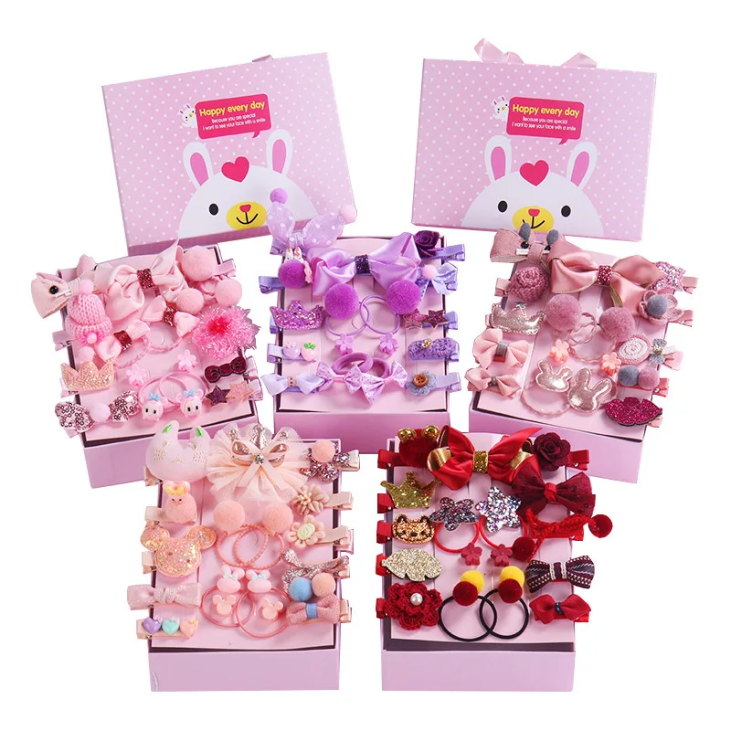 Baby Girl Hair Clips 18pcs Set Jewelry Box Gift Hair Accessories Birthday Party Gifts Kids