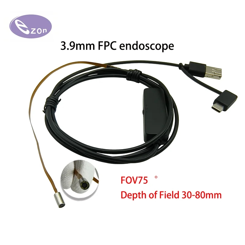 1MP 3.9mm FPC flexible cable endoscope 3-in-1 cable FOV75゜ USB industrial endoscope camera EZ-EN39L-S