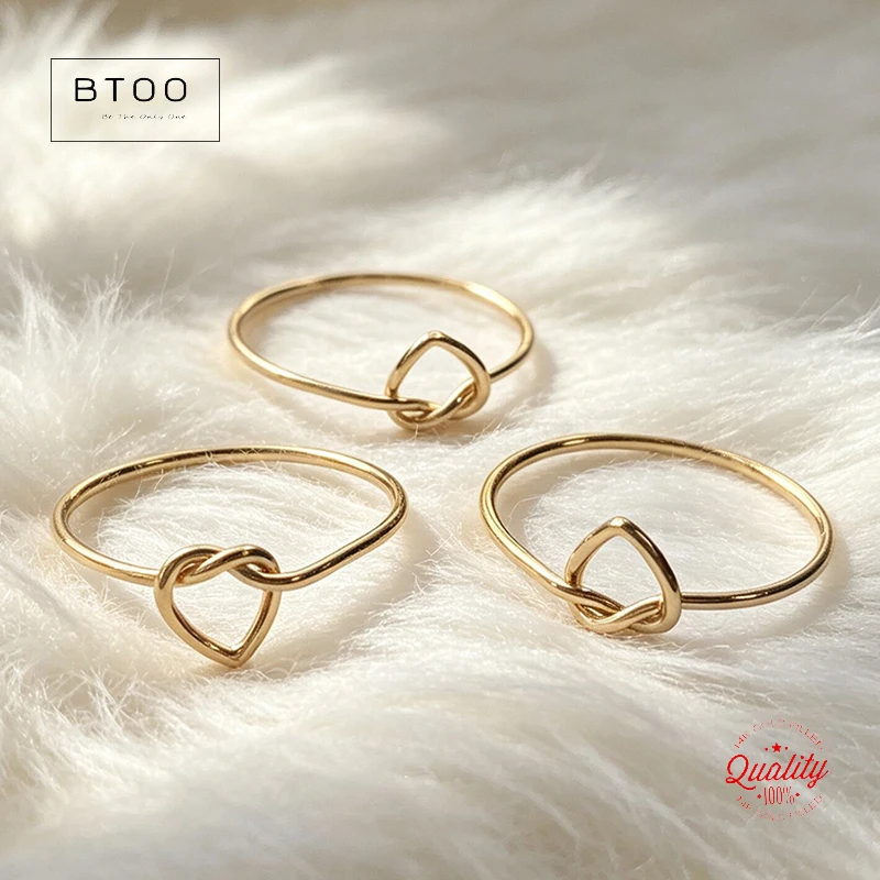 14K Gold Filled Love Heart Knot Ring - Sizes 5-9