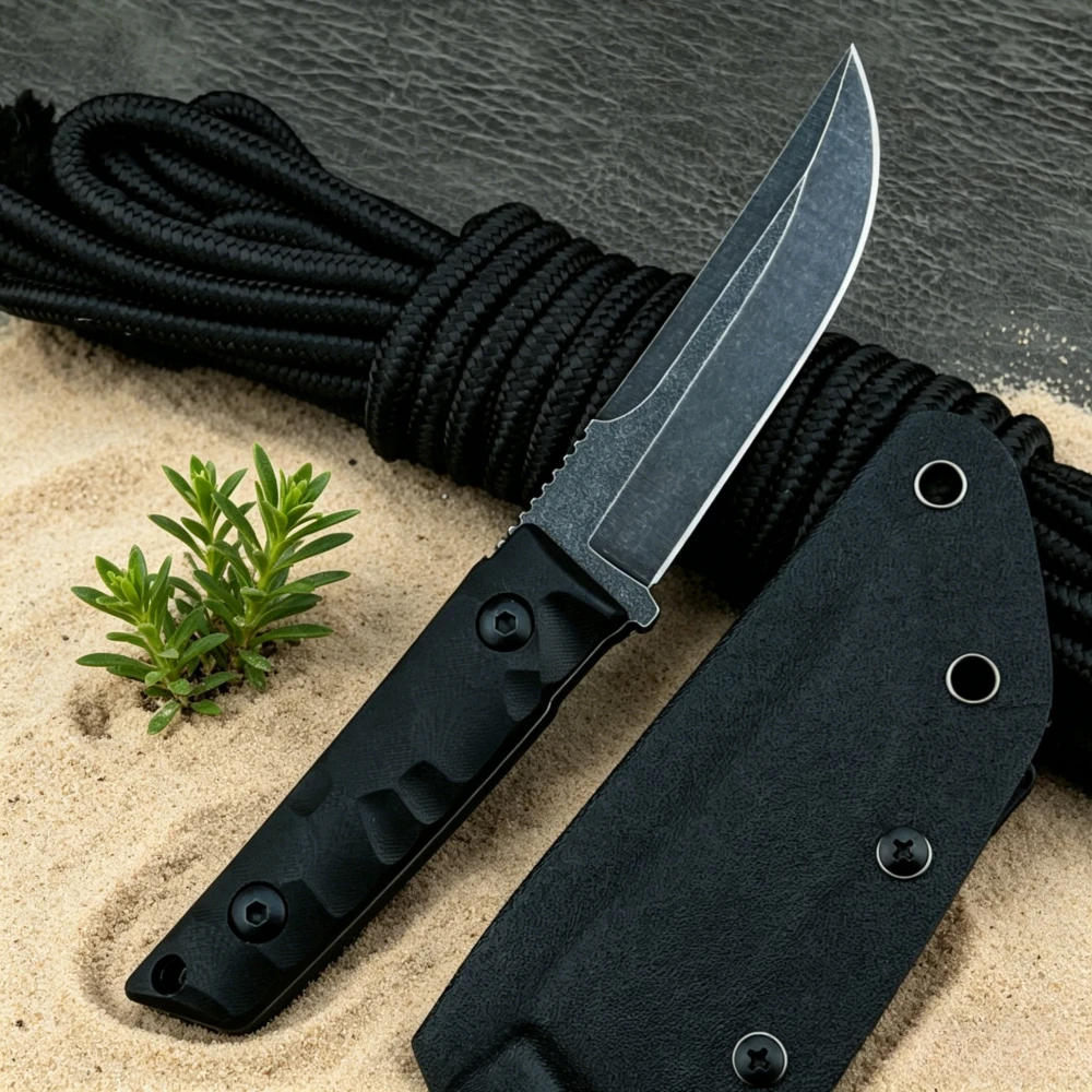 

Lightweight EDC Jungle Adventure Emergency Straight Knife with K Sheath Ergonomic Design Outdoor Utility Fishing Portable Knives