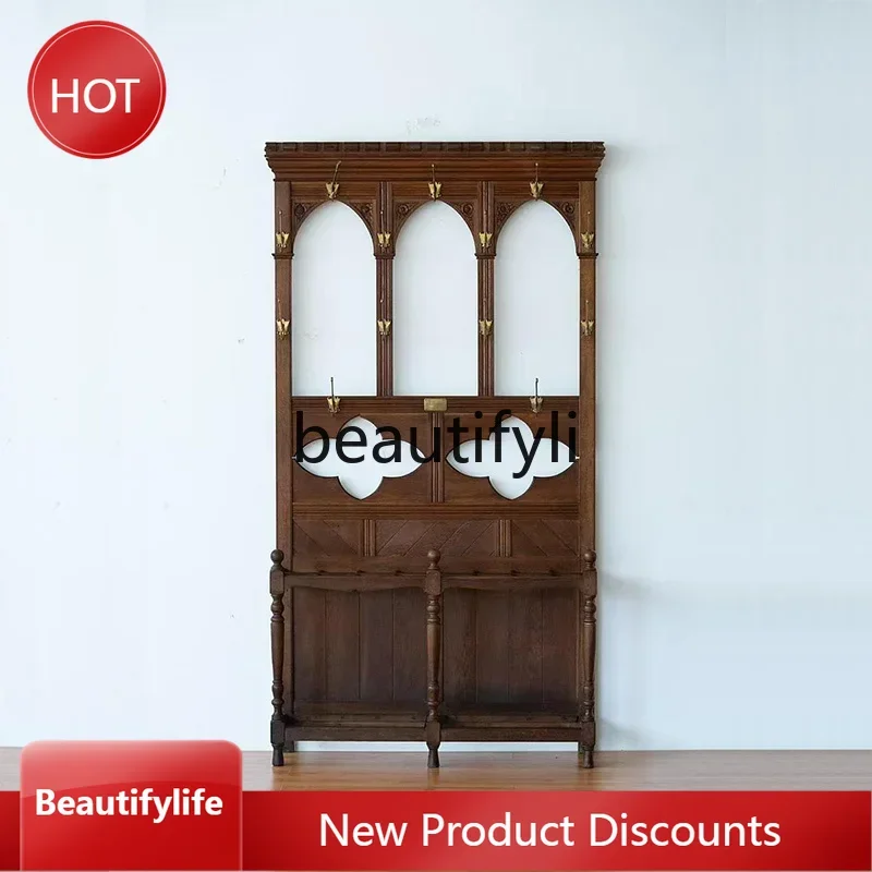 

Asmt14 ss French Retro Coat Rack Vintage Style Living Room Entrance Storage Rack Small Apartment Bedroom Storage Rack Customizab