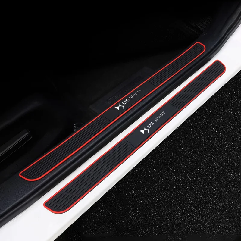 4pcs Rubber Car Door Sill Scuff Covers For DS SPIRIT DS3 DS4 DS5 DS6 DS7 150e 5LS Anti-scratch Door Panel Guards Protector Trim