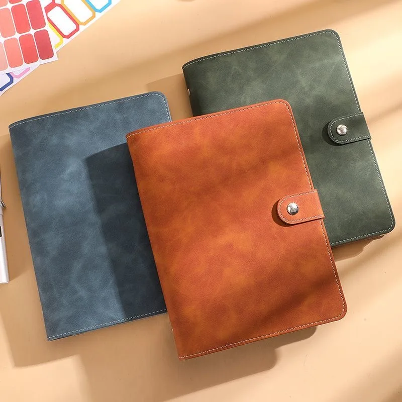 A5 A6 A7 PU Leather Notebook Binder, Refillable 6 Round Ring Binder Cover for A5 Filler Paper, Notebook Personal Planner Binder