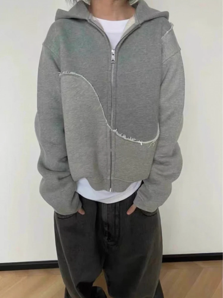 

ay Heavyweight Spiral Hooded Zipper Sweatirt Men's Women's ort American Sle Cleanfit Couple's Jaet Casual Wear