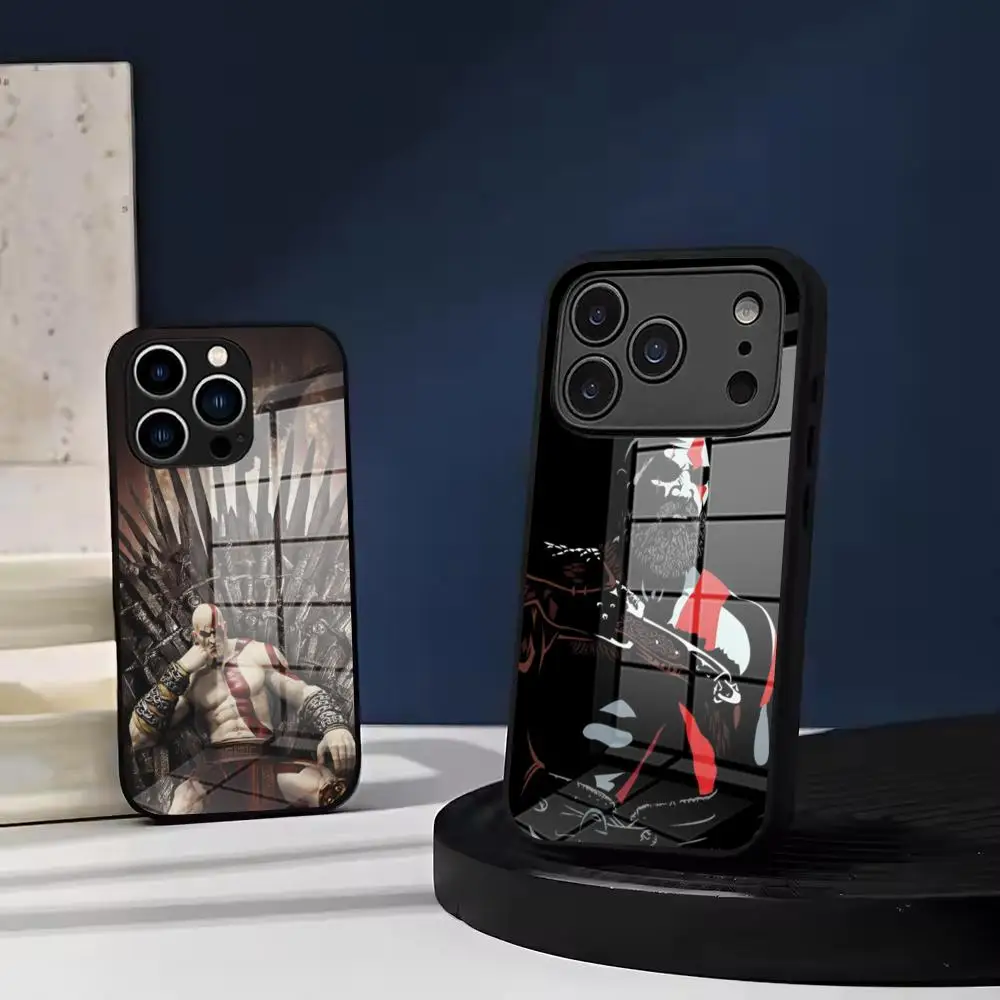 God of War Kratos Phone Case Tempered Glass For IPhone 17 Air 16 15 Pro Max 14 13 12 Plus Samsung S26 S25 Ultra phone case