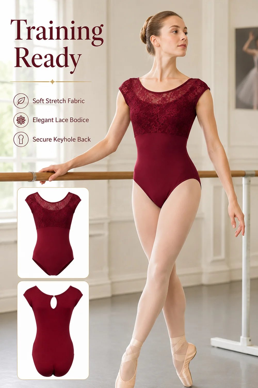 Ballet Leotard Women Elegant Lace Style Practice Ballet Dancing Clothes Professional Dance Team Gymnastics Coverall