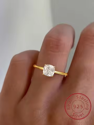 925 Sterling Silver Fashionable Golden Simple Shiny Round Zircon Ring For Women Anniversary Wedding Hight Quality Fine Jewelry
