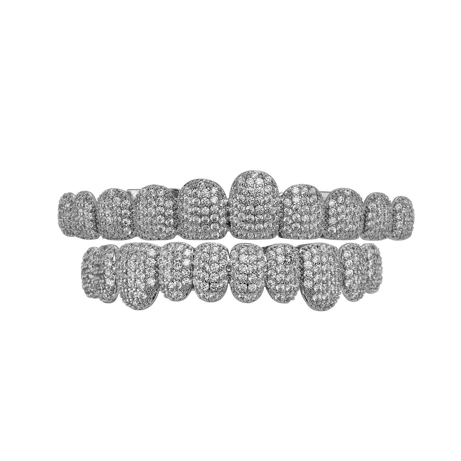 TOPGRILLZ glacé 10 haut et 10 bas 5A CZ pierres dents Grillz Punk rappeur 14K plaqué or Zircon bouchons de dents pour bijoux de bouche