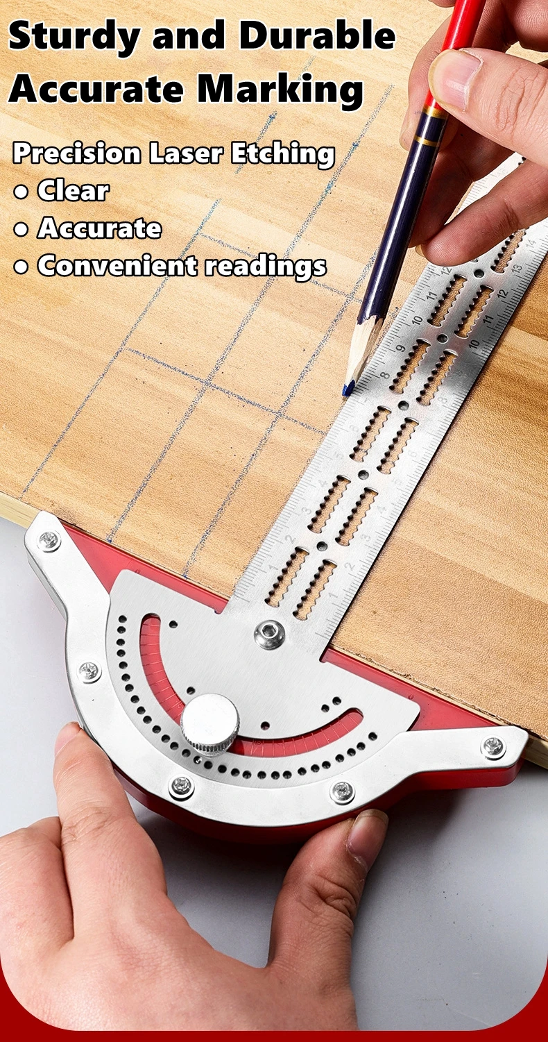0-180 Grad Winkelmesser Holzarbeiter Kantenlineal Edelstahl Winkelmesser Winkelsucher Lineal Präzision Zimmermann Messwerkzeug
