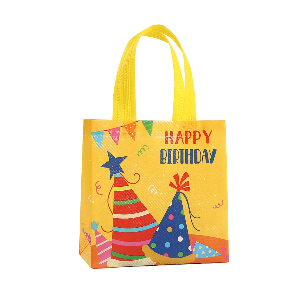 12Pc Cartoon Happy Birthday Theme Gift Packing Bag Balloon Non-Woven Shopping Tote Bag for Kids Birthday baby shower Party Decor - Detail 1
