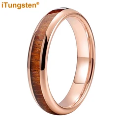 iTungsten 4mm 6mm 8mm Koa Wood Ring Tungsten Wedding Band For Men Women Domed Polished Trendy Jewelry Comfort Fit