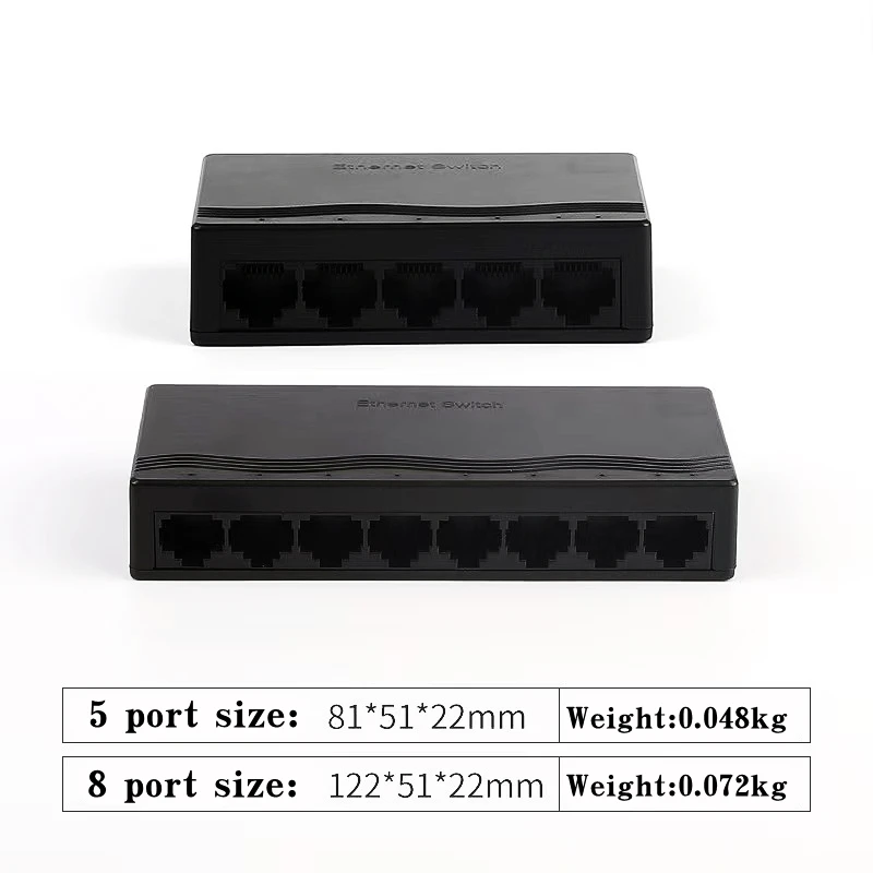 HTOC 5-port 8-port 100Mbps Ethernet Switch Network Monitoring Hub Router Distributor Plug and Play