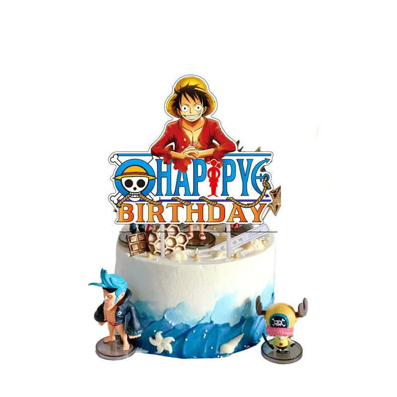 One Piece Geburtstagsparty-Dekorationen Einweg-Tischgeschirr-Set Banner Tortendekoration Ballon Partyzubehör Klatscharmband – Detail 10