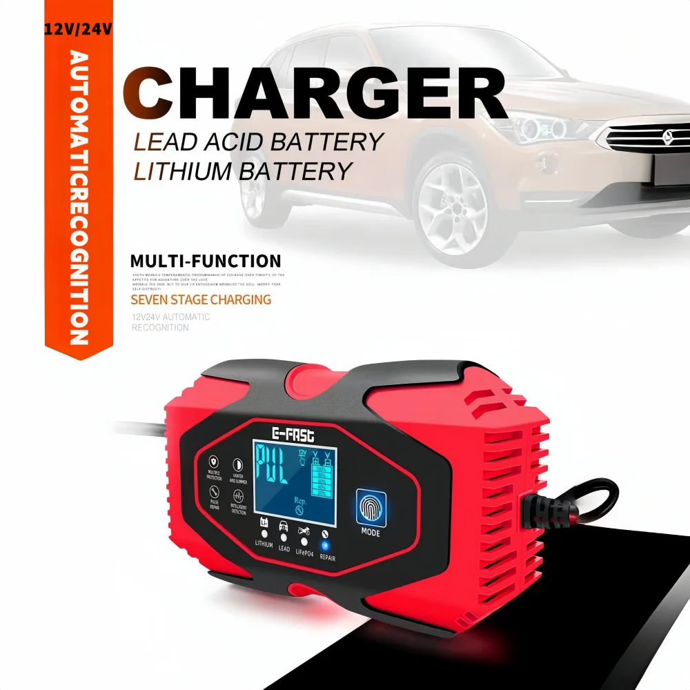 

6A 12V Universal Full Automatic Motorcycle Car Battery Pulse Chargers Repair Type Lead Acid Storage Digital Chargers-Battery