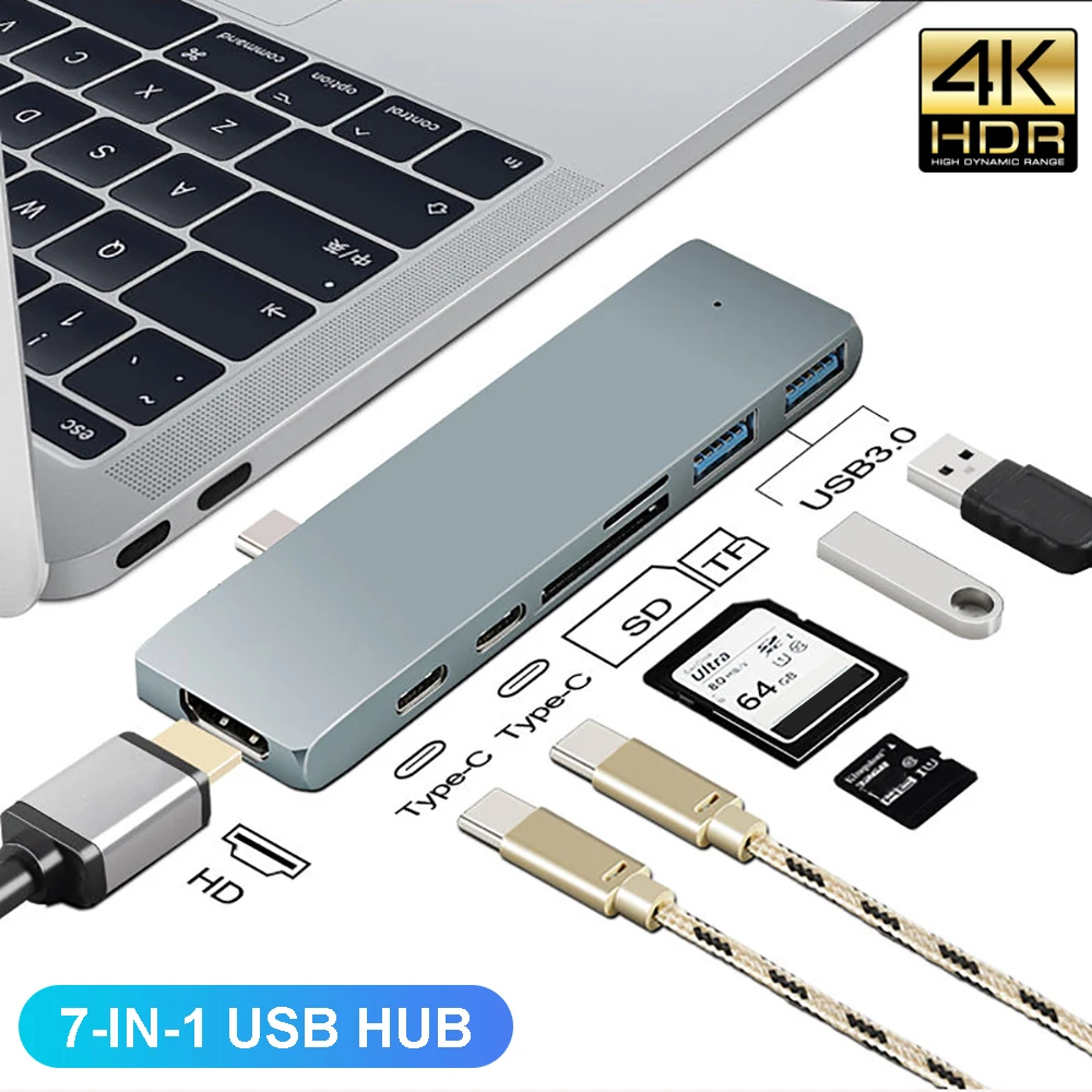 맥북 프로 노트북용 USB 3.1 C타입 허브 분배기, HDMI 호환 어댑터, PD 100W OTG 어댑터, USB 3.0 허브, 4K, 30Hz