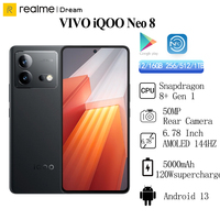 VIVO iQOO Neo 8 5G  Original Snapdragon 8+ Gen 1 50MP Main Camera 6.78 Inch 144Hz 5000mAh Battery 120W OTA NFC