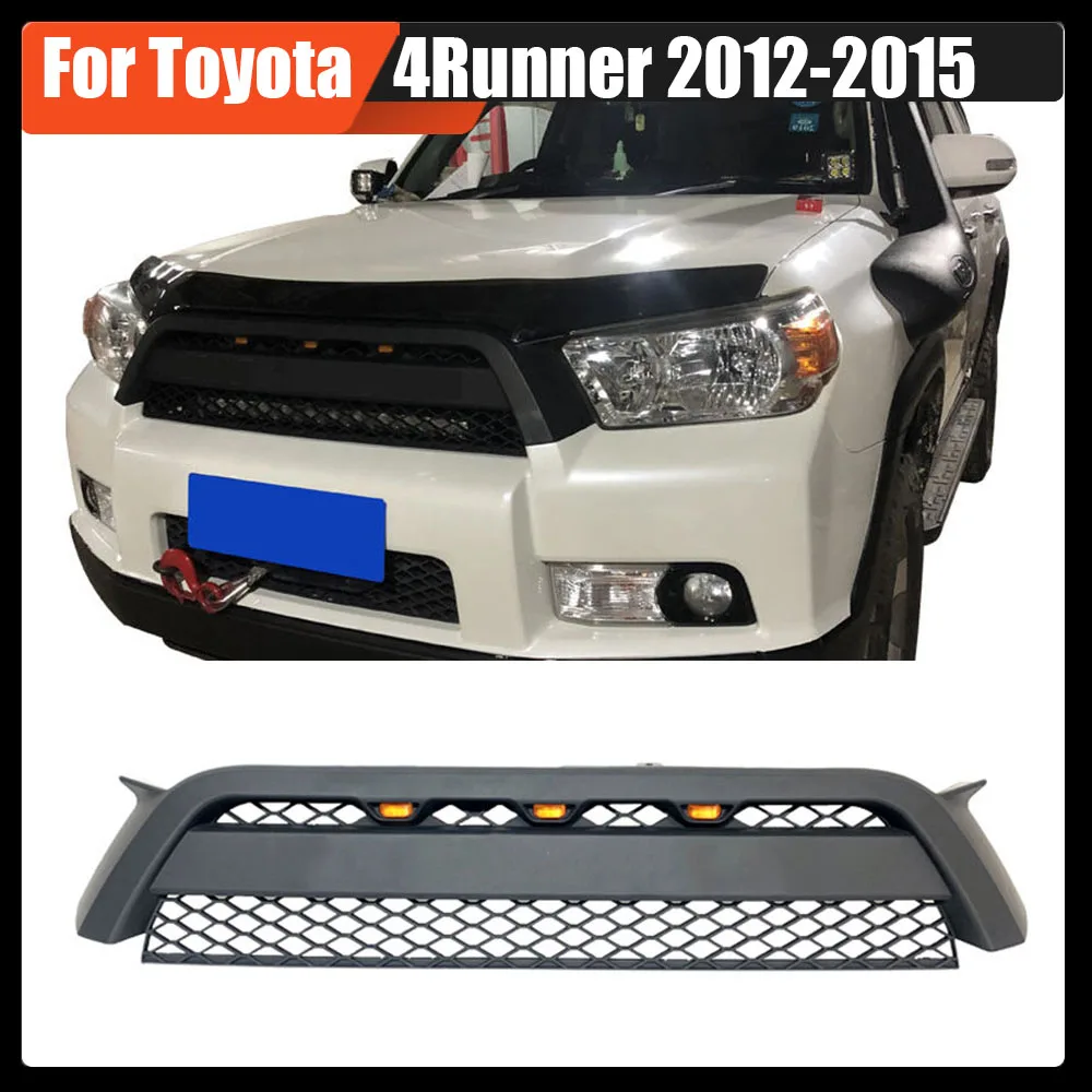 

For Toyota 4Runner 2012-2015 Car Accessories Facelift Front Bumper Mesh Trims Cover Mask Grill Racing Grills With Led Grille Fit