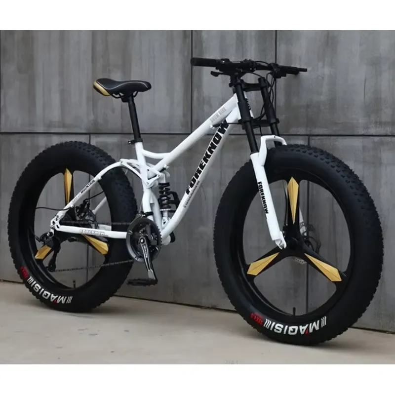 China 26-inch aluminum alloy 4.0 wide tire mountain bike 21-speed disc brake snow beach mountain bike