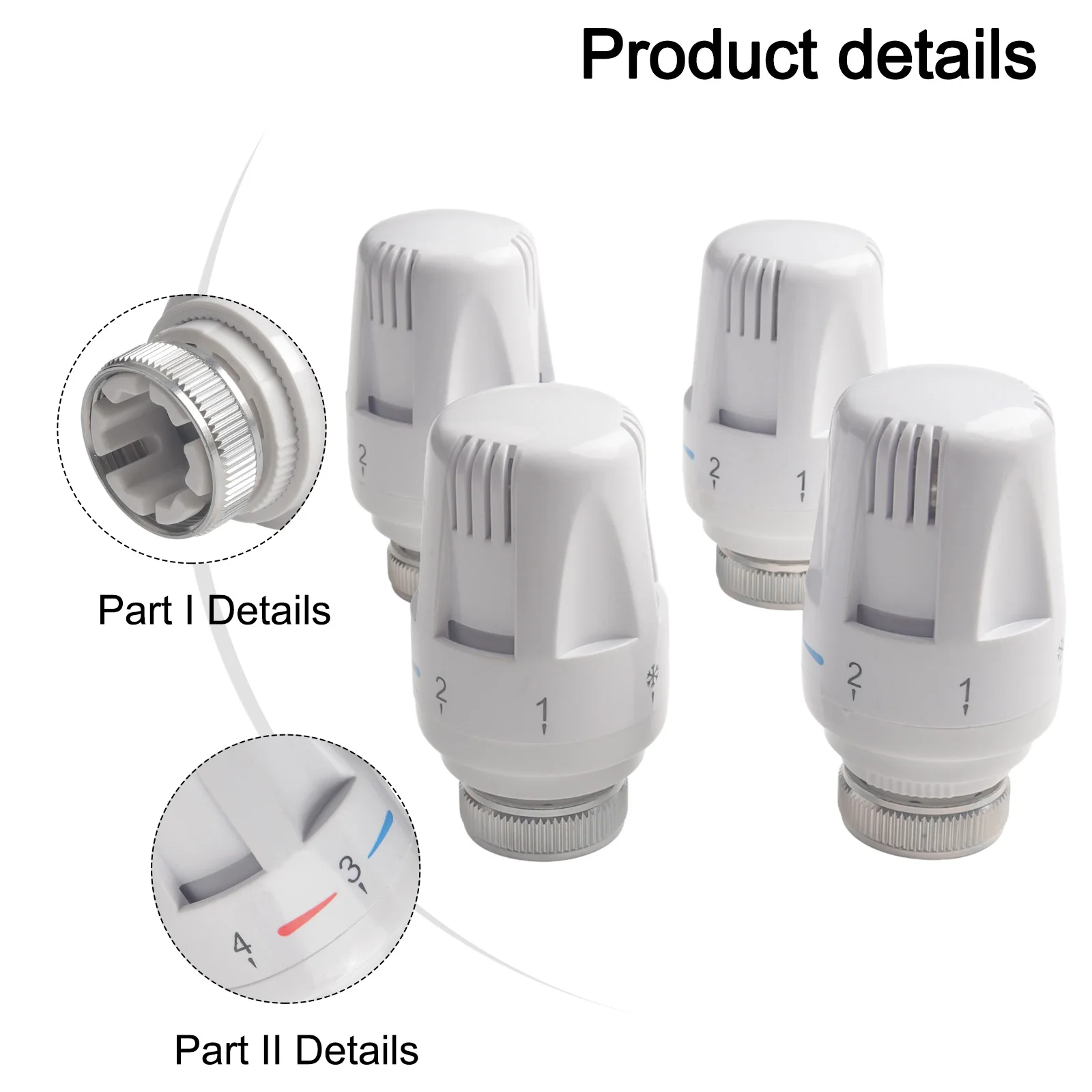 Cabeça termostática para aquecimento radiante, proteção anti-congelamento, válvula do radiador M30x1.5, 4x