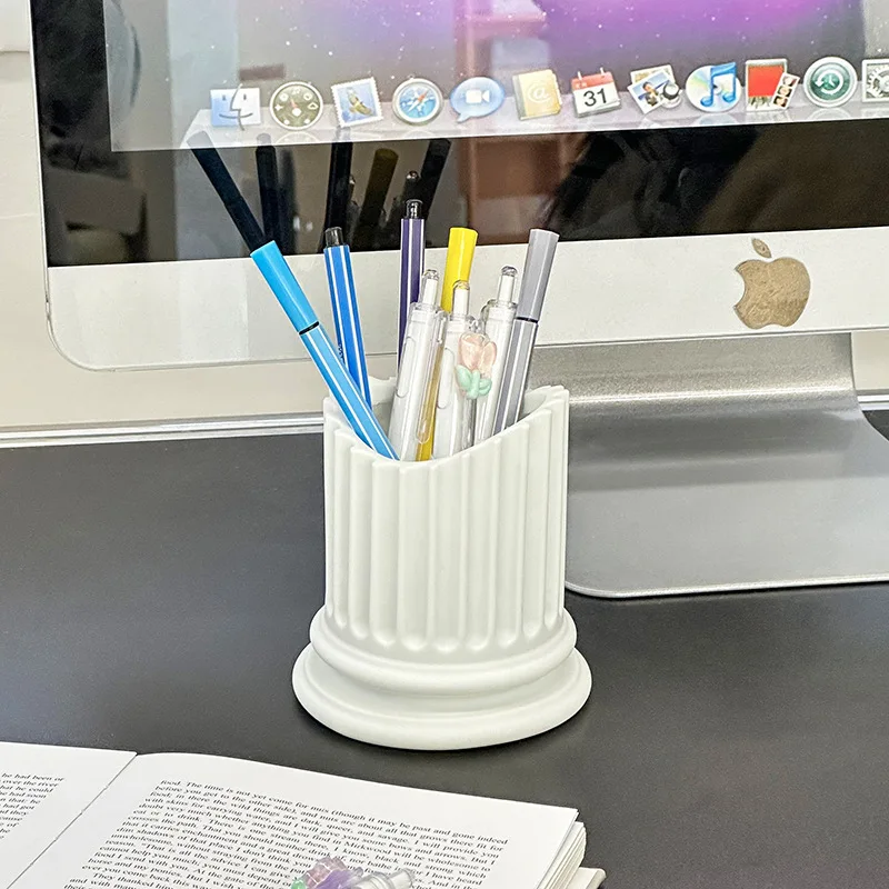 

2025 New Ins Creative Roman Column Student Pen Holder Makeup Brush Simple Fashion Decoration Office Desktop Storage Box