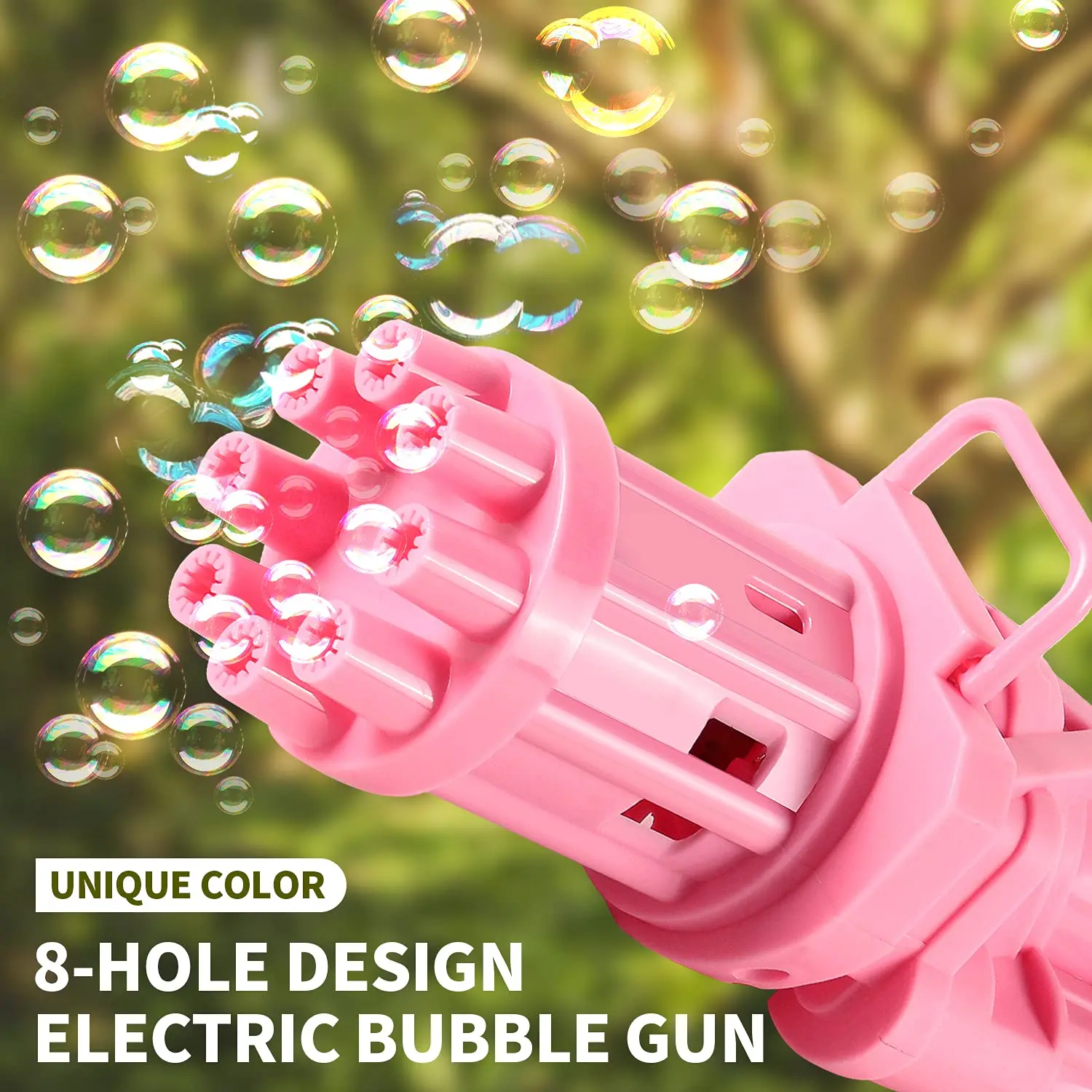 8 Hole Electric Gatling Bubble Machine Automatic Blower Soap Water Maker Gun for Children Summer Beach Outdoor Kids Boy Toys