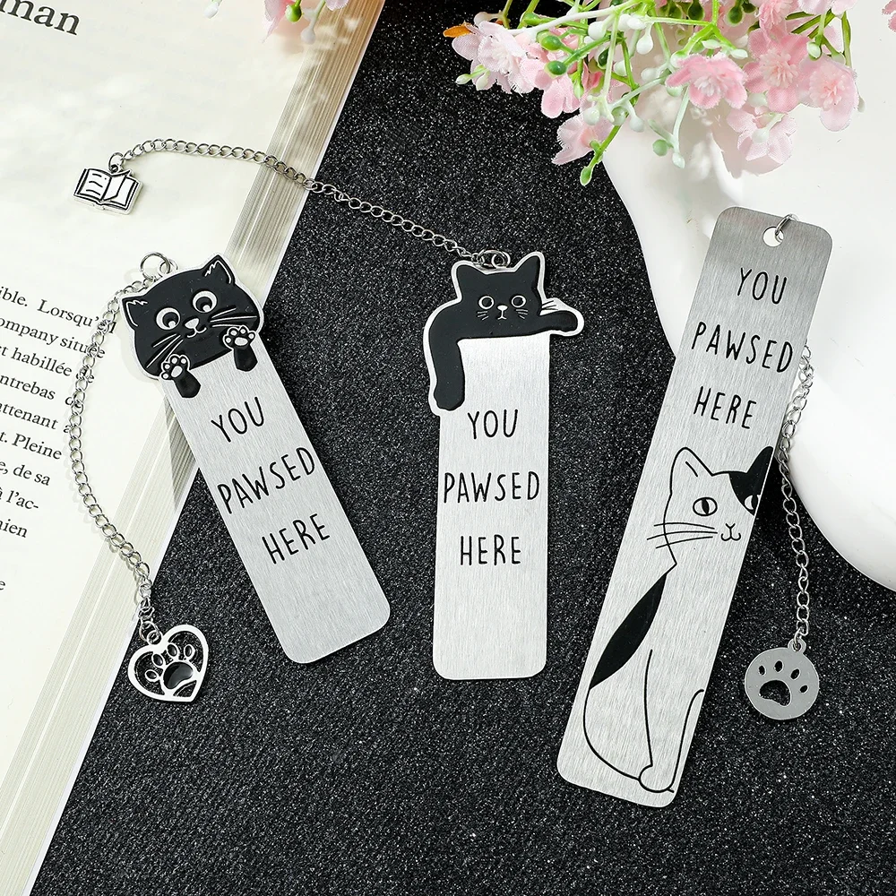 Cute cat bookmarks, stainless steel bookmarks with tassels, and reading office supplies for cat lovers Page holder clip  days Zb