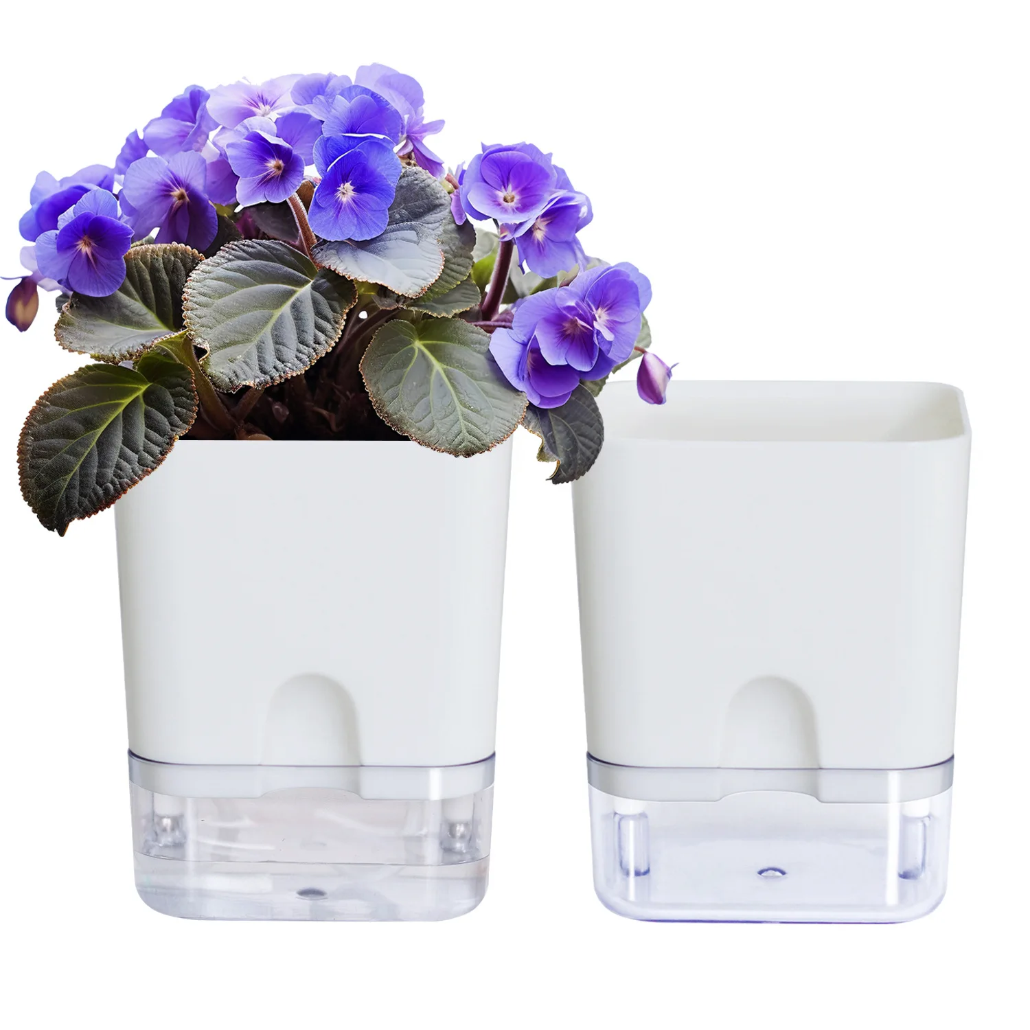White Self Watering Plant Pot Magnetic Plastic Self-absorbent Cotton Rope Flowerpot For Double-deck Lazy Plant Pot Garden Tool