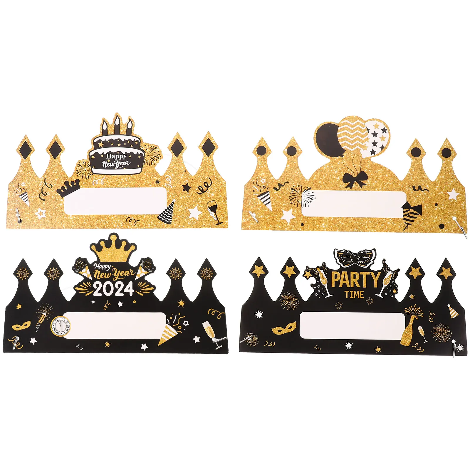 

4 Pcs 2024 Eve Paper Hat New Year's Crown Party Hats for Years Birthday Child