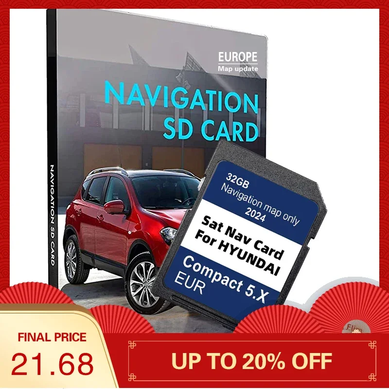 

SD Card Maps Europe Turkey Navigation GEN5 for Hyundai i10/i20/i30/i40/Kona/Santa/Tucson Compact 5.X GPS Update 32GB 2024