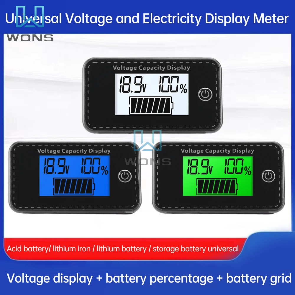 DC 5~100V LCD Car Battery Capacity Voltage Meter with Alarm, Battery Capacity Gauge Indicator, Battery Indicator Monitors