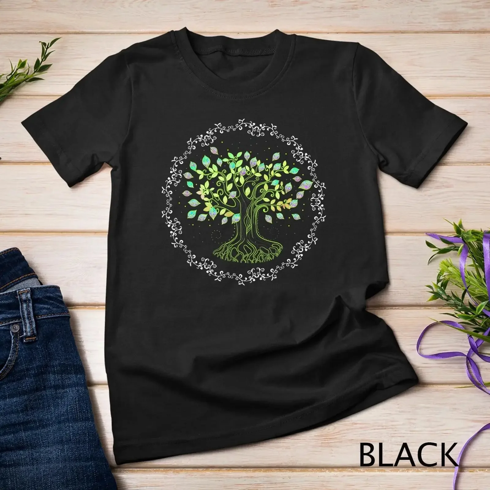 Camiseta unisex Árbol de la Vida Día Mundial Tierra Salvar Bosques Árboles Amante Naturaleza vintage Lavada Cómoda