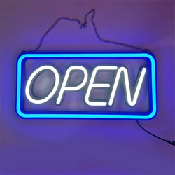 Señal de luz LED abierta para tienda, tablero de tienda, centro comercial, letrero de neón colgante brillante, decoración de Bar de negocios, 42x20cm
