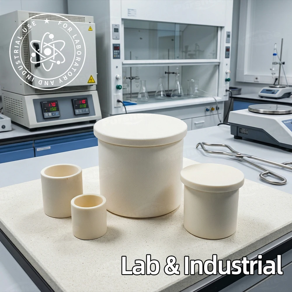 Alumina Cylindrical Crucible1600℃ Continuous Use Lab Consumable for Sample Analysis 99% Alumina Burr-free & Durable